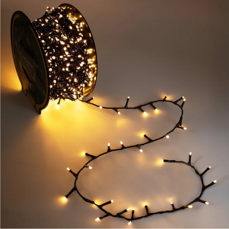 Spetebo LED-Lichterkette Außen Lichterkette auf Trommel soft gold mit Stecker, mit Dual Timer – Bild 5