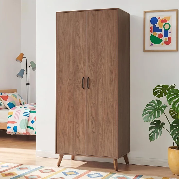 Kleiderschrank Norg 191x80x52 cm 2 Türen 1 Fach Walnussoptik [en. casa] – Bild 1