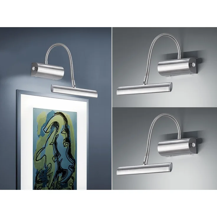 LED Bilderleuchte im 2er Set in Silber matt mit Flexarm & Drehdimmer