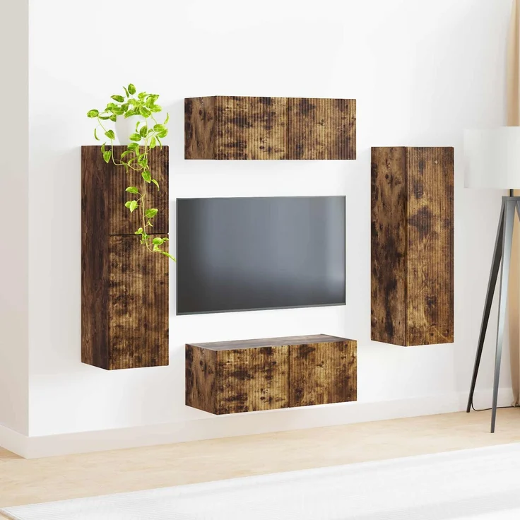 vidaXL TV-Schrankset 4 pcs Geräucherte Eiche Holzwerkstoff 3409038 – Bild 4