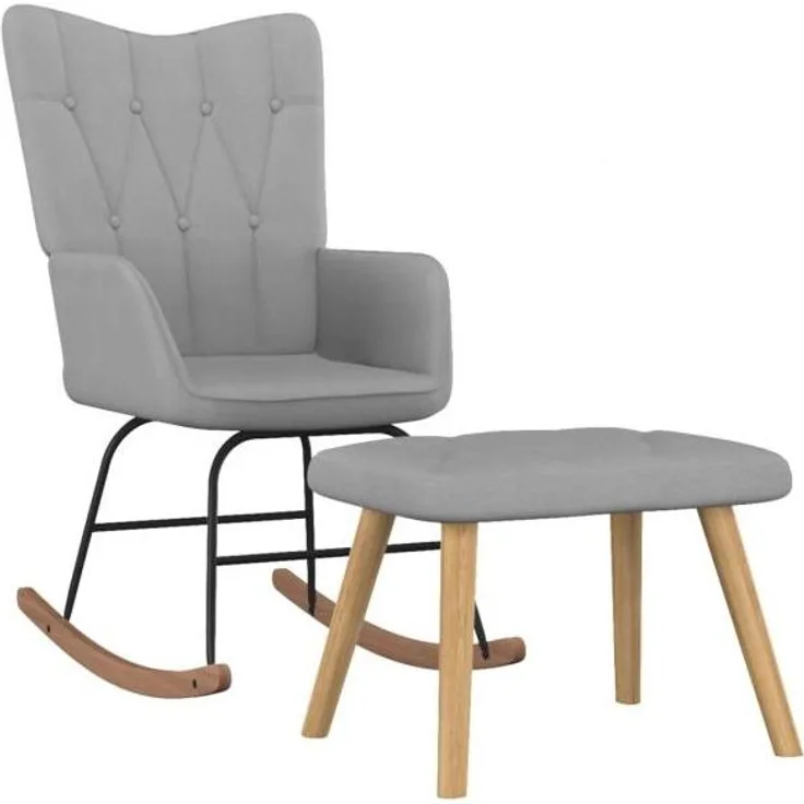 vidaXL Schaukelsessel mit Hocker Hellgrau Stoff 327622