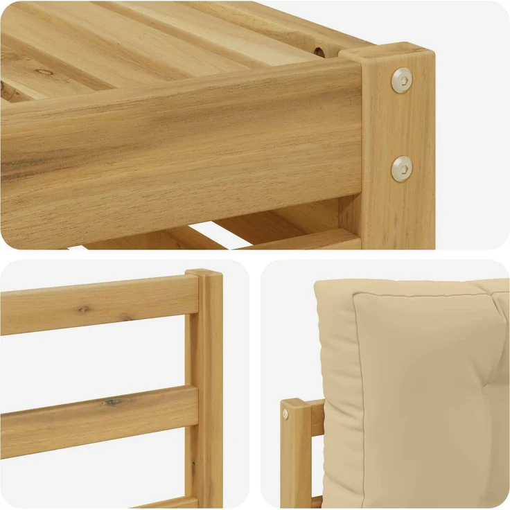 vidaXL Outdoor-Sofagarnitur 4 stk. 4-Sitzer Weiß und Beige Polyester 3390268 – Bild 5