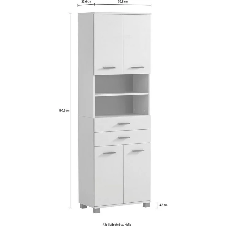 Schildmeyer Hochschrank Palermo, Holzwerkstoff, Pistazie, 59,8 x 23,6 x 180,9 cm (B/T/H) – Bild 3