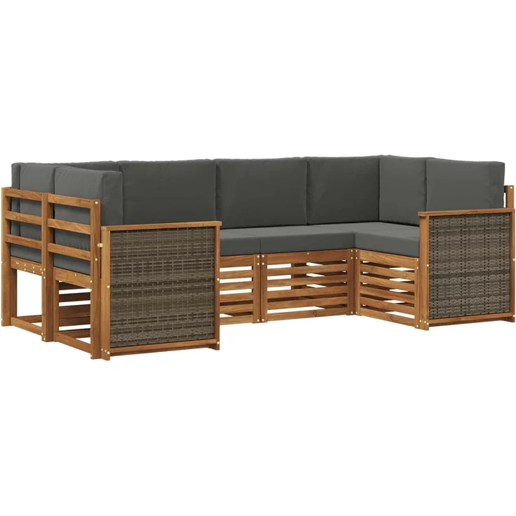 vidaXL Outdoor-Sofagarnitur 6 stk. 6-Sitzer Natur und Anthrazit 3384768 – Bild 2