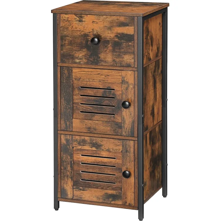 HOOBRO Beistellschrank mit Schublade, Kommode Schrank Vintage, Schmaler Schrank, Verstellbaren Ablagen, Kleiner Telefonschrank, Wohnzimmer, Schlafzimmer, Büro, Flur EBF15CW01