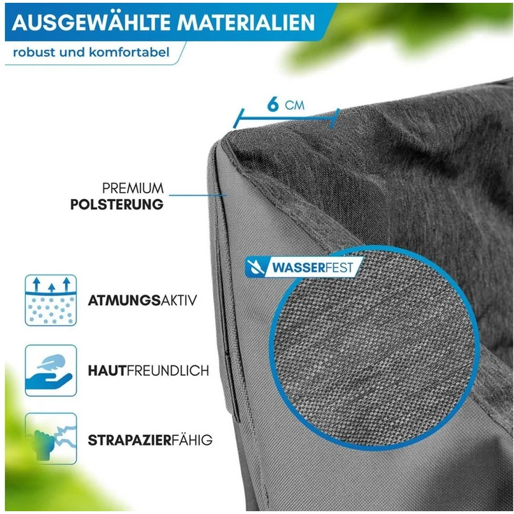 Nordmut Campingstuhl Campingsofa Klappbar 2 Personen 360 kg gepolstert mit Tragetasche (bis 360 kg belastbar mit Stahl Aluminium Rahmen), wetterfest klappbar mit Tragetasche & Seitentaschen – Bild 3