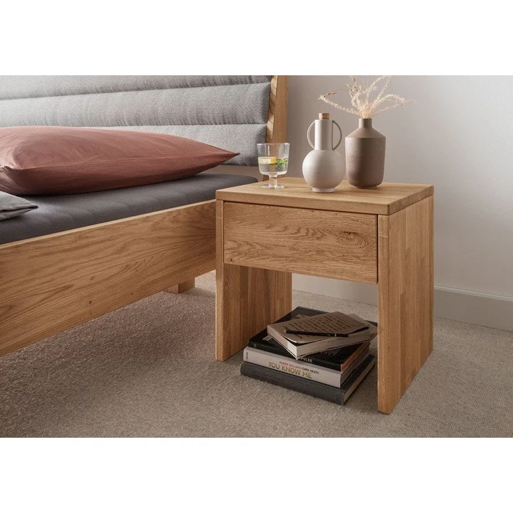 Nachttisch 45x45cm 'Kiara' Wildeiche massiv geölt mit SK – Bild 1