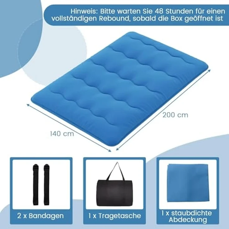 FANTASK Japanische Bodenmatratze, 140x200 cm, Futon -Matratze Tatami -Matte, Klappmatratze mit waschbarem Bezug und Tragetasche (Blau) – Bild 7