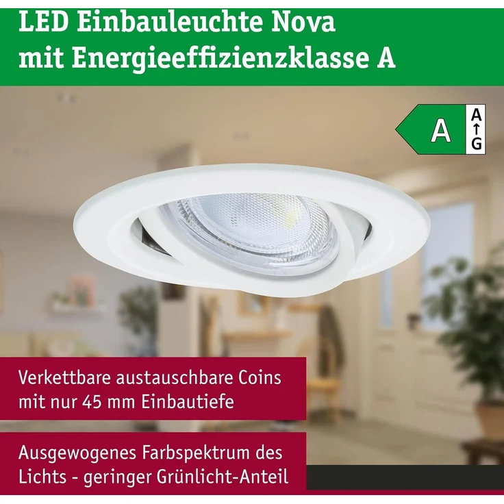 Paulmann 92453 LED Einbauleuchte Nova Coin Einzelleuchte rund 4000K Weiß – Bild 4