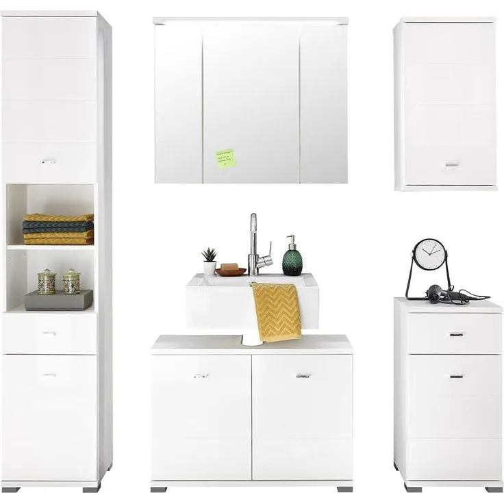 Badezimmer-Set >Peter< in Weiß aus MDF - 176x190x30cm (BxHxT)