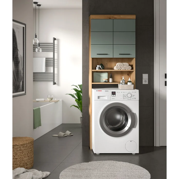 Xonox Scout Waschmaschienenüberbau (B/H/T: 63x191x24 cm) in Salbei und Artisan Eiche Nachbildung – Bild 6