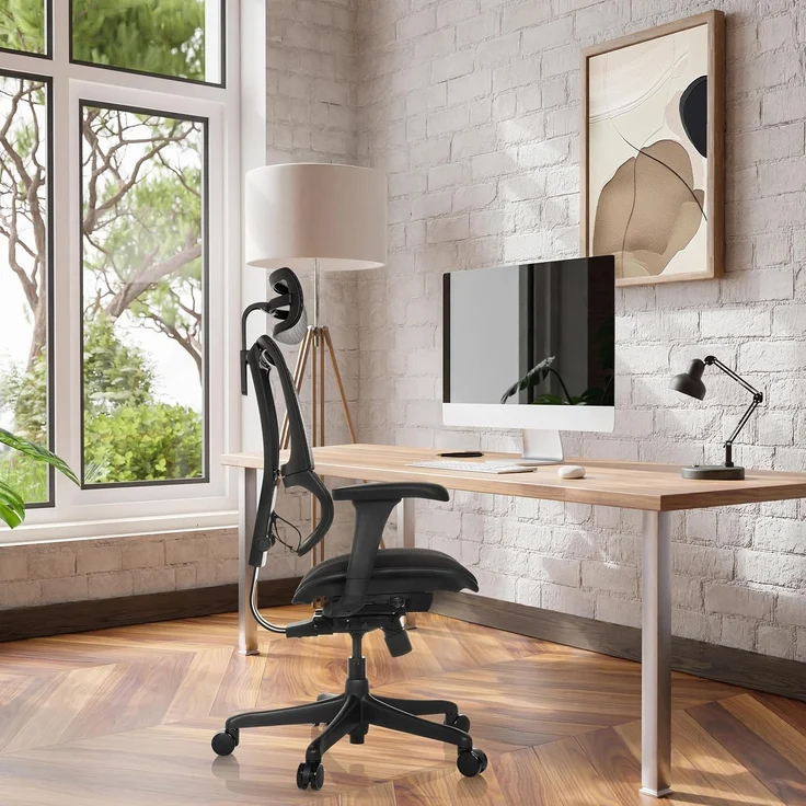 hjh OFFICE Bürostuhl ergonomisch ERGOHUMAN Slim ECO F GEN2 Originales Design, Bürosessel mit Flexibler Lendenwirbelstütze, gepolsterte Sitzfläche, Schwarz – Bild 2