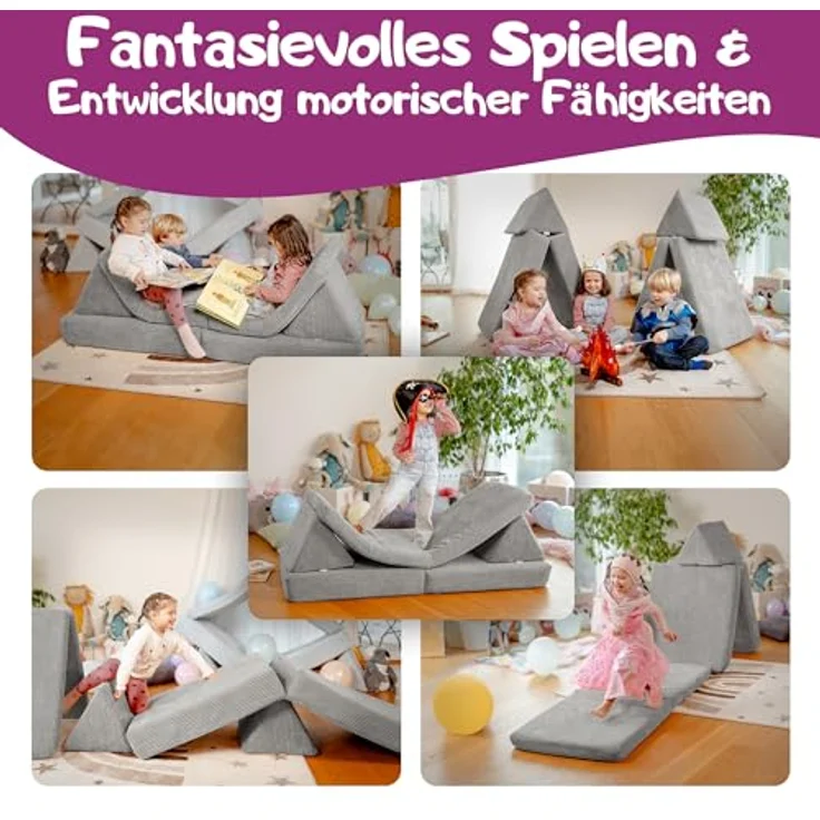 Linodino Kindersofa Spielsofa I aus Schaumstoff Bausteine I Spielcouch für Kinder, 3 Jahre Garantie – Bild 3