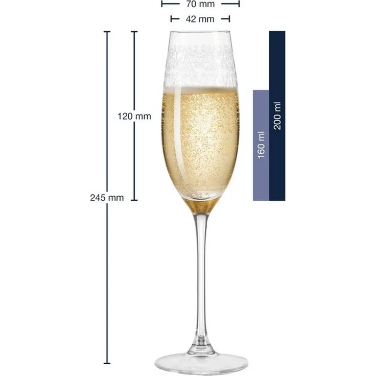 Leonardo Chateau Sektglas 6er Set, Proseccoglas, Champagnerglas, Edles Glas mit Gravur, 210 ml, 35302 – Bild 1