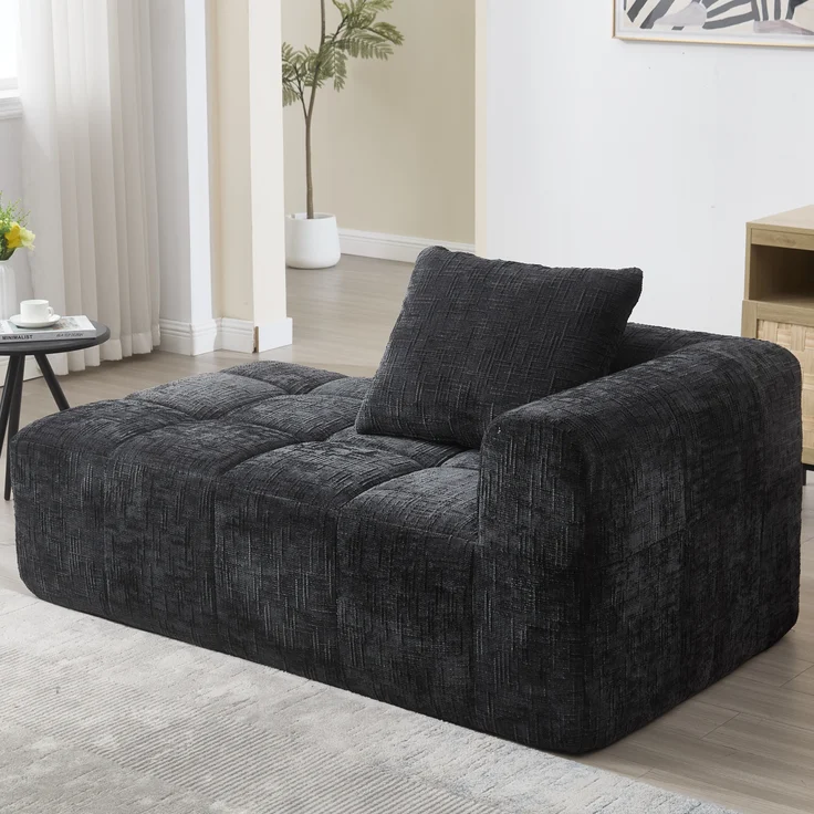 LVHOM Chaiselongue Schlafsofa mit Kissen, Lounge Sessel Relaxsessel Einzelsessel mit Seitentasche, Sofa Schlaffunktion, Sessel für Wohnzimmer – Bild 1