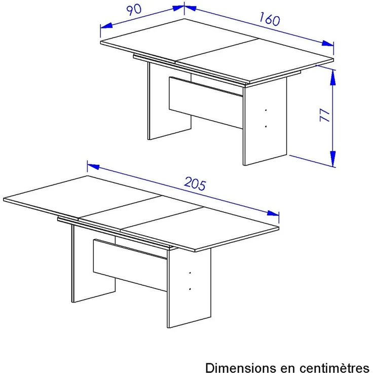Calicosy 'ESTEBAN' Rechteckiger Tisch mit 1 Verlängerung L205/160 cm - Helles Holz – Bild 5
