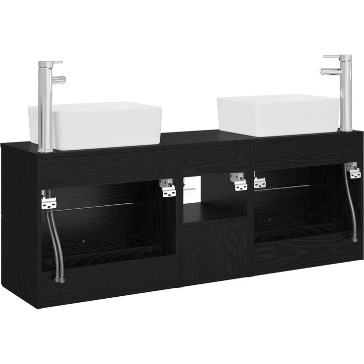 vidaXL Badezimmerschrank-Set 3 stk. Schwarz 136 x 35 x 80 cm 3405852 – Bild 8