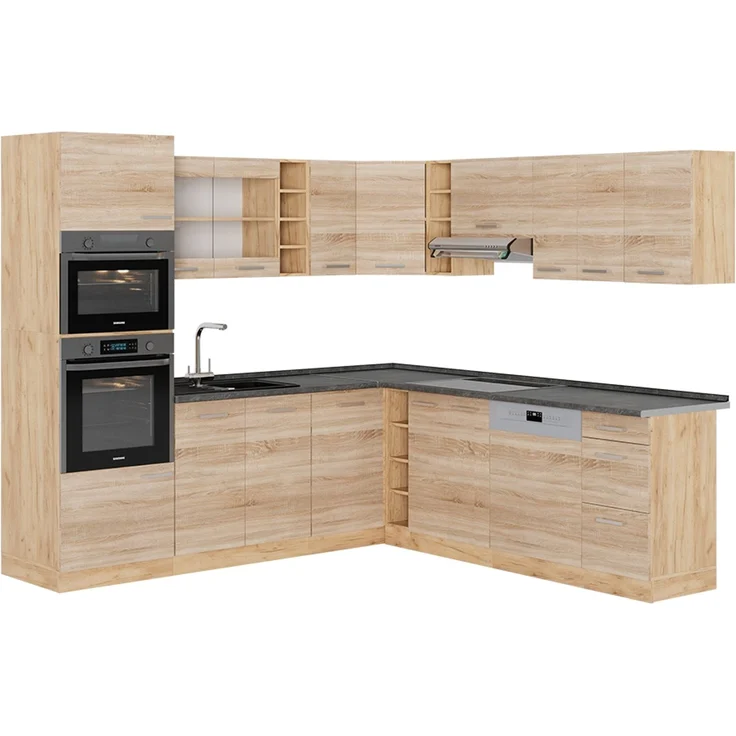 Eckküche R-Line Sonoma/Goldkraft Eiche 247 x 60 cm , AP Anthrazit Vicco – Bild 1