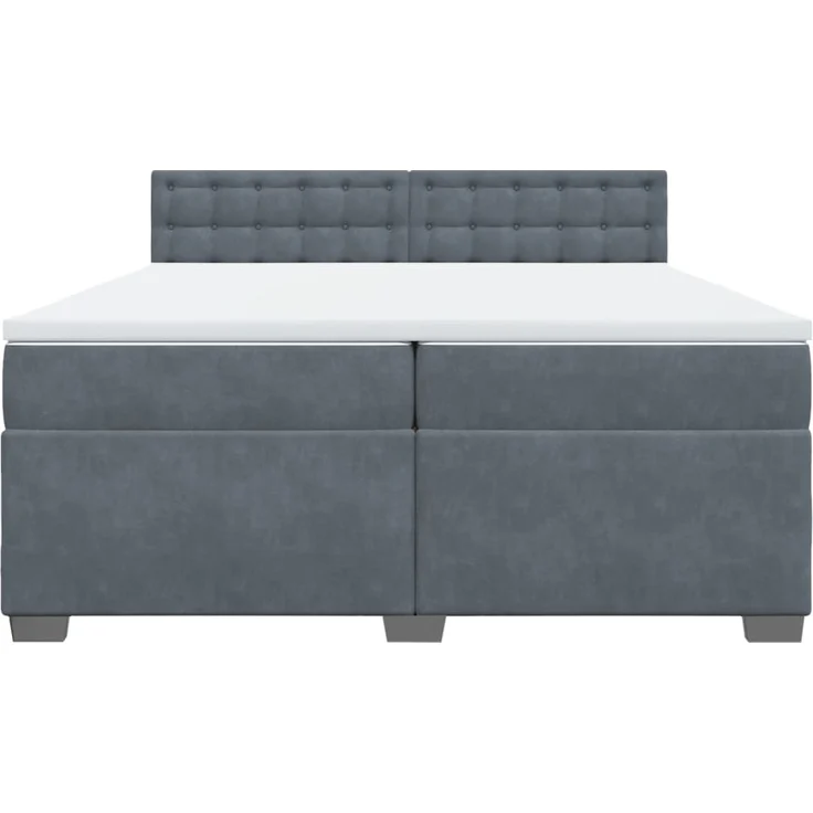 vidaXL Boxspringbett mit Matratze Dunkelgrau 200x200 cm Samt 3286415 – Bild 3