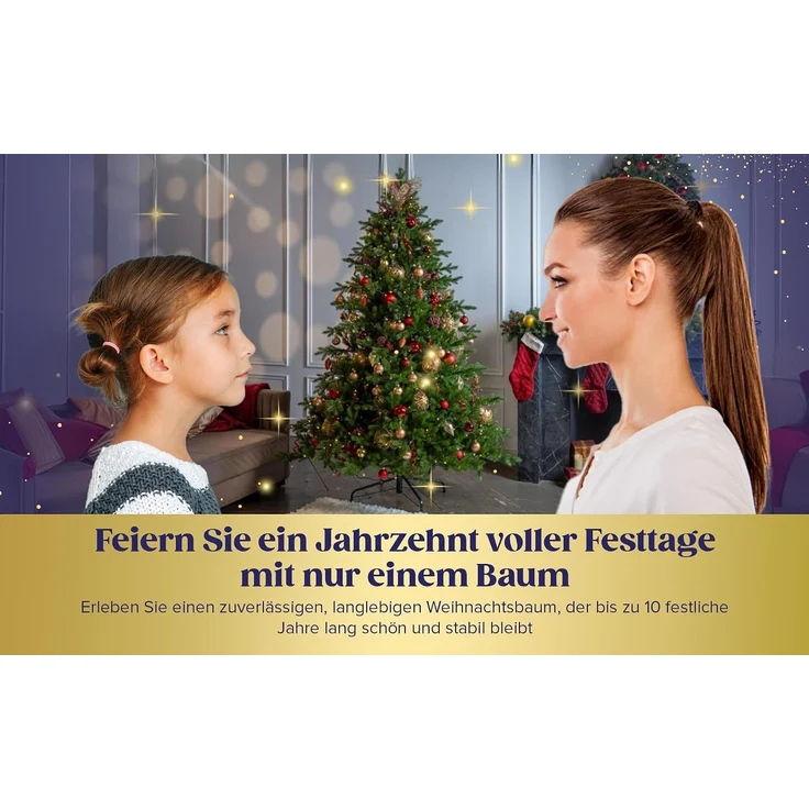 EveXmas Adele Künstlicher Weihnachtsbaum Grün 215 cm – 899 Astspitzen, 100% PE Spritzguss, Nordmanntanne-Optik, inkl. Metallständer, Tasche & Baumkorb – Bild 7