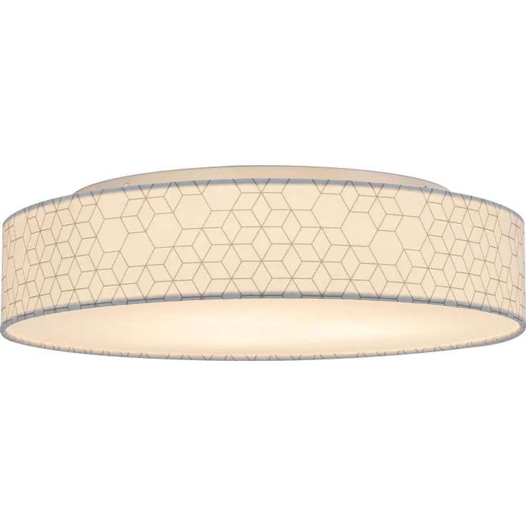 Zedelmaier Deckenlampe Stoff Rund 50cm E27x3 max. 40W Deckenleuchte Stoffschirm Wohnzimmer Schlafzimmer Küche Flur Kinderzimmer Lampe Decke Lampenschirm (Weiße Würfel,Ø50x13cm)