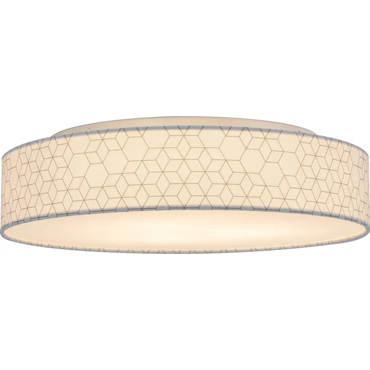 Zedelmaier Deckenlampe Stoff Rund 50cm E27x3 max. 40W Deckenleuchte Stoffschirm Wohnzimmer Schlafzimmer Küche Flur Kinderzimmer Lampe Decke Lampenschirm (Weiße Würfel,Ø50x13cm)