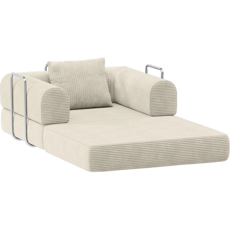 skølm 'Lofn' Modularer Sessel 1 Sitzer, 115x100 cm, Vollschaumcouch mit Metallgestell, Cord beige, Schlafsessel vakuumverpackt, kein Aufbau erforderlich – Bild 13