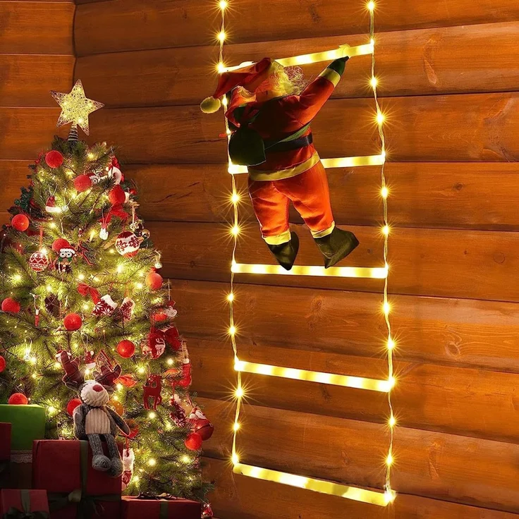 ABC Weihnachts-Lichterleiter mit Weihnachtsmann, 1 m, warmweiß – Bild 3