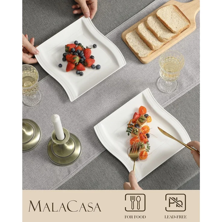 MALACASA Flora Porzellan Speiseteller Set 6 teilig CremeWeiß 10.25 Zoll 6 – Bild 3