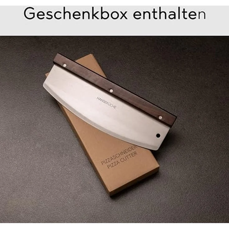 Hanseküche Pizzaschneider Pizzaschneidemesser mit Klingenschutz, 32cm Edelstahl Klinge - Stilvoller Griff aus Akazienholz – Bild 5