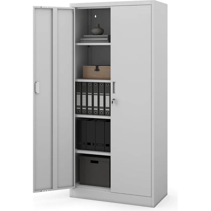 Jan Nowak Metall Spind Kompakt Mit Tür Und Schloss 4 Höhenverstellbare Einlegeböden Robuste Stahlkonstruktion Höhe 1750 mm Tiefe 400 mm Farbe Grau Kompatibel Mit Aufsatz Compact – Bild 1
