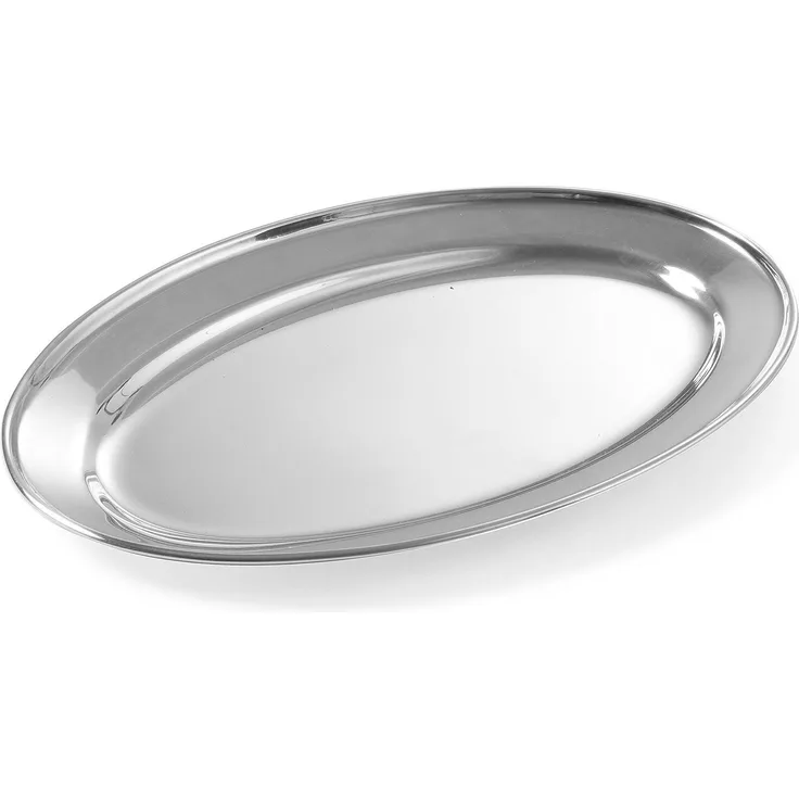 HENDI Serviertablett, Oval, Catering, Sandwichplatte, Tablett Edelstahl, 240x170mm, Edelstahl