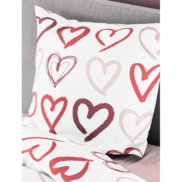 Bierbaum Mako-Satin Bettwäsche 135x200 Herzen weiß rot rosa süß 4145-60 – Bild 3