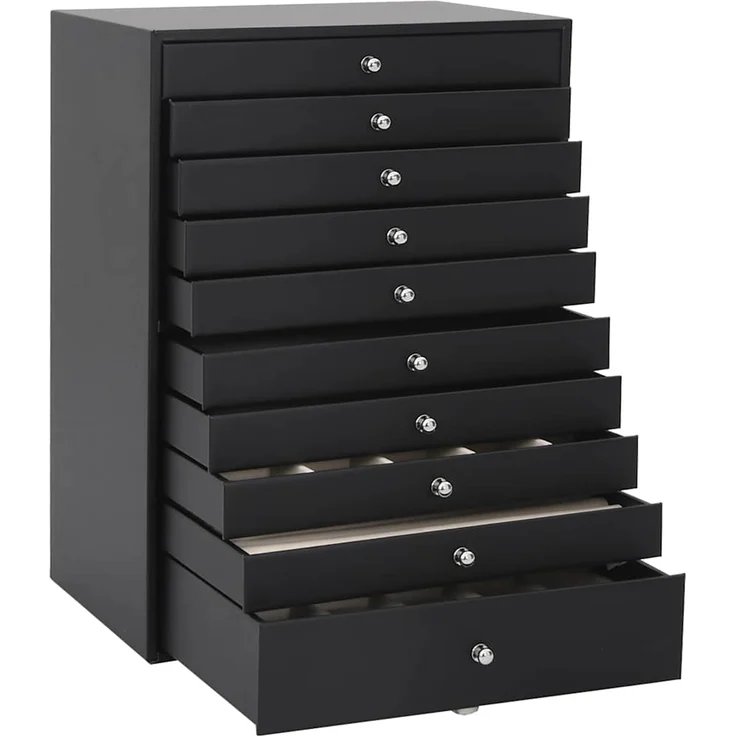 vidaXL Schmuckkästchen 10-lagig mit Uhrenhaltern Schwarz 29x20,5x40,5 cm 4103567 – Bild 4