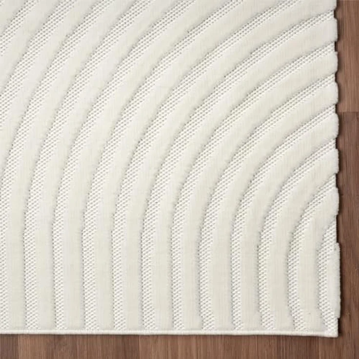 Vimoda Teppich Kurzflor Modern 3D Motiv, Uni Creme, Rechteckig, Höhe: 10 mm, Teppich Skandinavisches Design Uni, Wohnzimmer, Schlafzimmer& Küche – Bild 7
