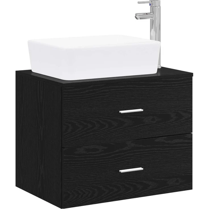 vidaXL Wandmontierter Waschbeckenunterschrank Schwarze Eiche 3404391 – Bild 2