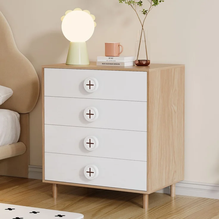 Abrihome Kommode mit 4 Schubladen, Weiß, 90x54x80 cm – Bild 1