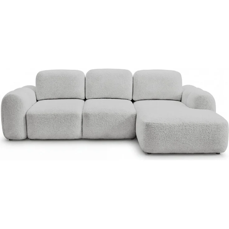GRAINGOLD Ecksofa Avelin, Eckcouch für Wohnzimmer, L-Form mit Schlaffunktion und Bettkasten, Bouclé-Stoff, Grau, Rechts – Bild 2