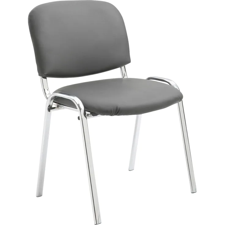 CLP Stuhl Ken Chrom Kunstleder stapelbar und mit modernem Design,grau