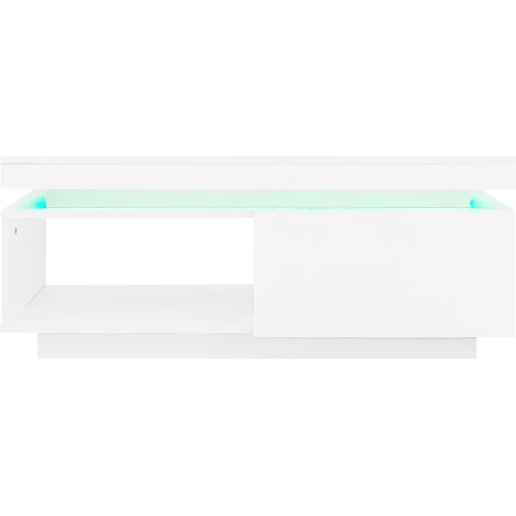 Couchtisch mit LED-Beleuchtung und Schublade, moderner Wohnzimmertisch, Stauraum – Bild 10