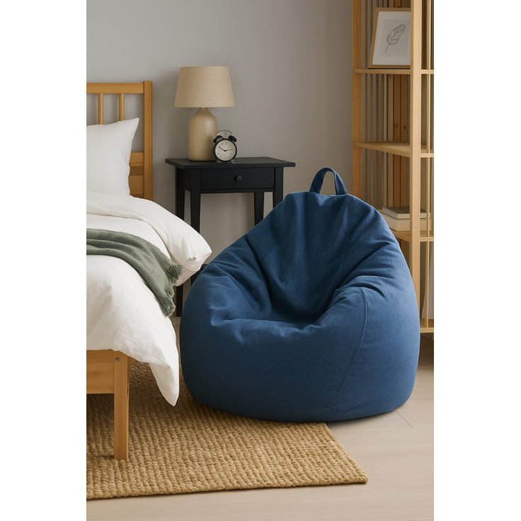 AD.CON Sitzsack mit Füllung, Marineblau, 120 x 120 x 60 350L, EPS-Perlen – Bild 4
