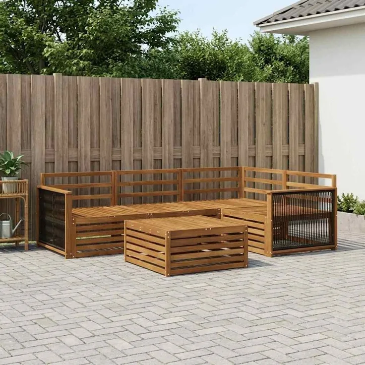 vidaXL Outdoor-Sofagarnitur 5 stk. 4-Sitzer Natur Massivholz Akazie 3383322
