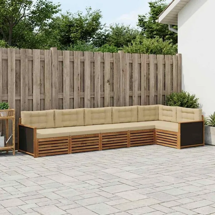 vidaXL Outdoor-Sofagarnitur 6 stk. 6-Sitzer Natur und Beige 3383406