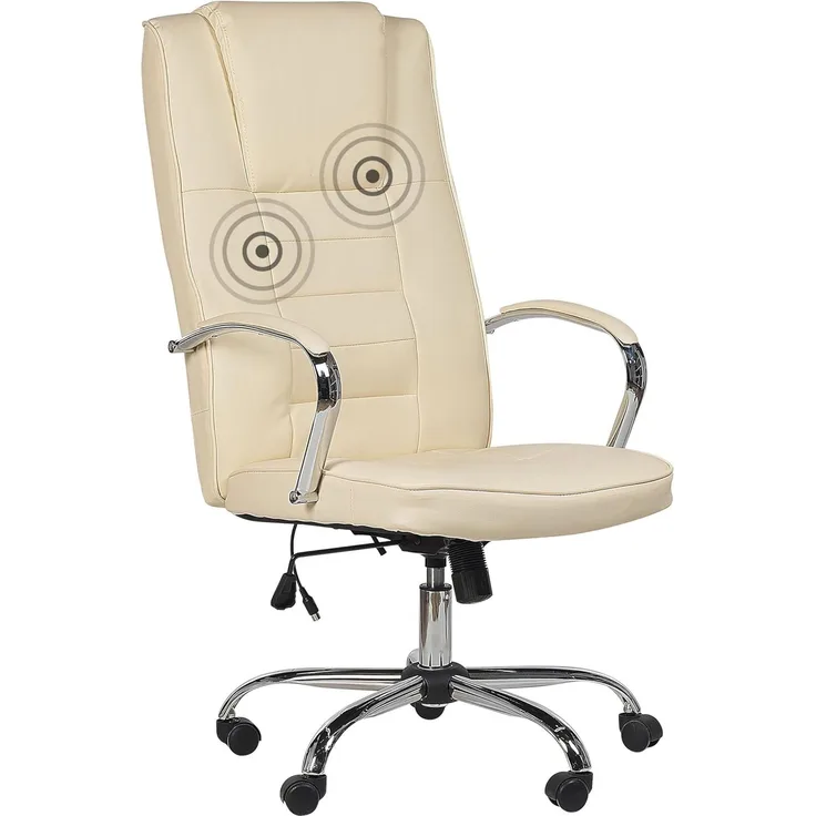 Bürostuhl beige Kunstleder Massagefunktion Heizfunktion GRANDEUR
