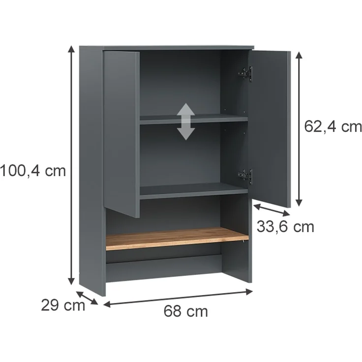 Waschmaschinenschrank Viktor Anthrazit/Goldkraft Eiche 68 x 100.4 cm Vicco – Bild 2