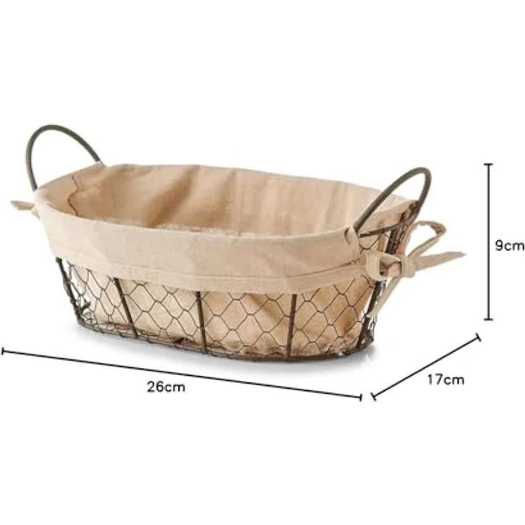 Basera® Aufbewahrungskorb Brotkorb / Obstkorb mit waschbarem Stoffeinsatz (1 St), 26 x 17 x 9 cm – Bild 5