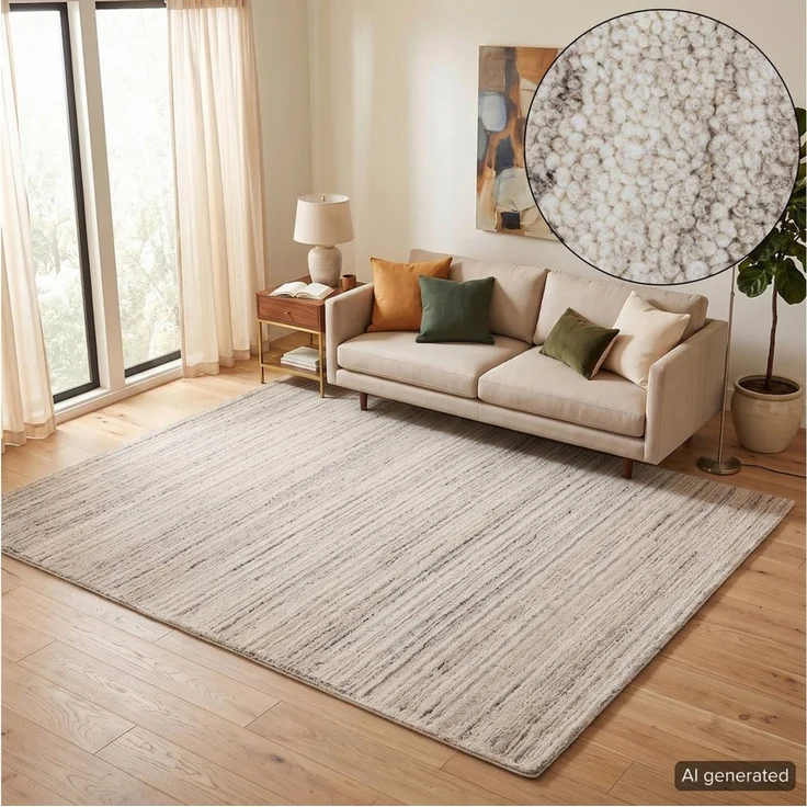 THEKO Wollteppich Janne, Berber Teppich, Wolle, meliert, handgearbeitet, rechteckig, Höhe: 20 mm, handgetuftet, Wohnzimmer, Schlafzimmer, Esszimmer – Bild 1