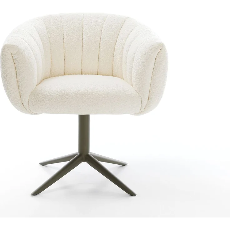 Drehstuhl Jada-Flex Bouclé Weiß Fußkreuz Effektfinish Titan 360° drehbar Wippfunktion Taschenfederkern – Bild 2