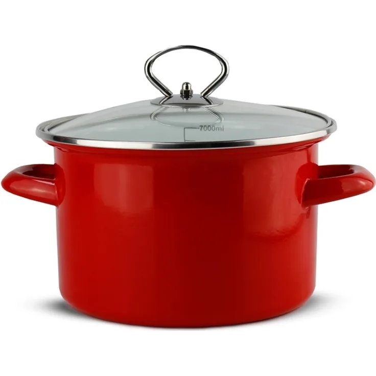 Schäfer Ø 28 cm Bratentopf 7 Liter Brat-Kochtopf Brattopf 12383 Metallic-Rot