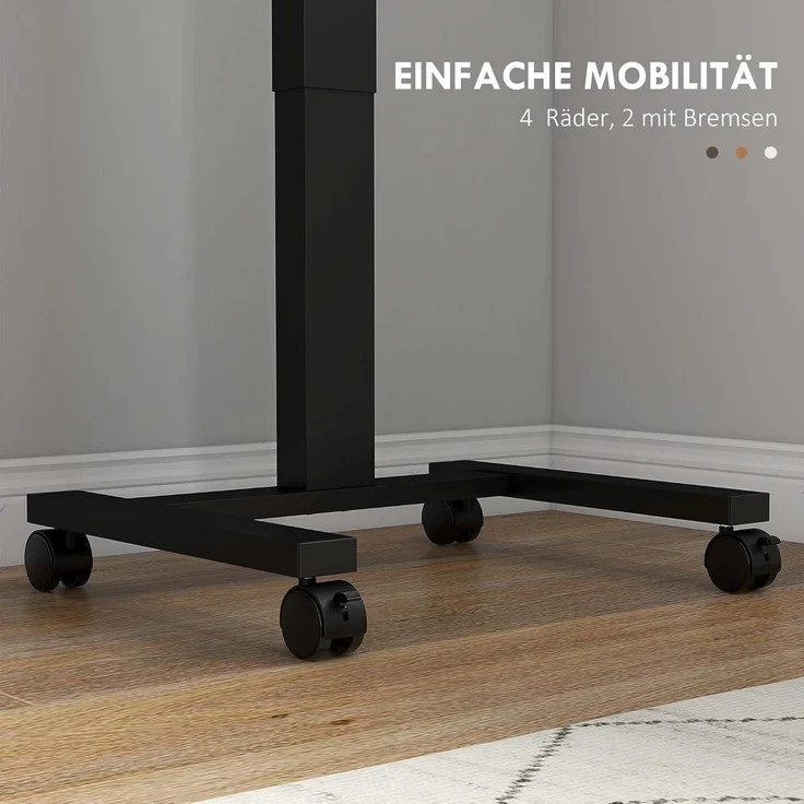 Vinsetto Schreibtisch Höhenverstellbarer Laptoptisch mit Rollen (Computertisch, 1-St, Arbeitstisch), Rustikal-Braun 65 x 48 x 68-108 cm – Bild 5